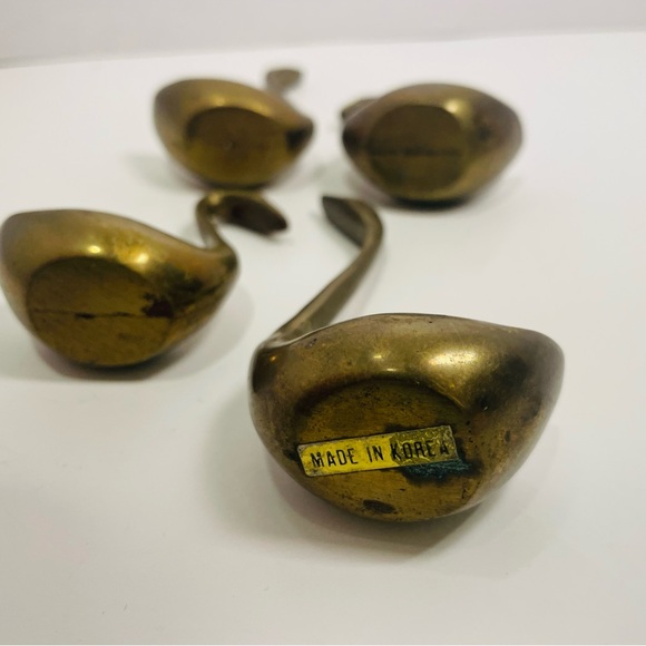 Vintage Made In Korea Brass Geese Gaggle Figurine Set of 4 - Picture 2 of 5